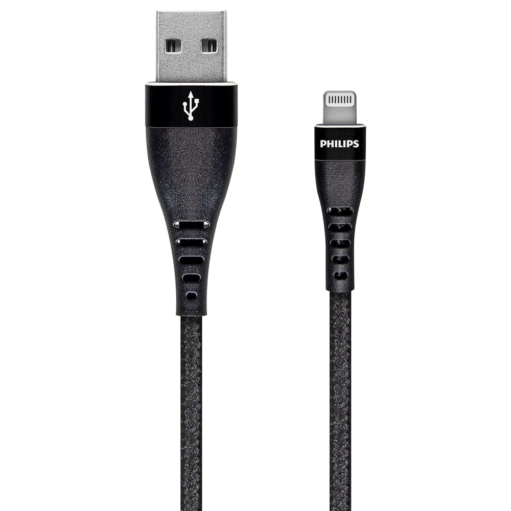 Philips Apple MFI Lisanslı İphone 12 Pro UsbA to Lightning 1.2Metre Hızlı Data ve Şarj Kablosu Siyah 