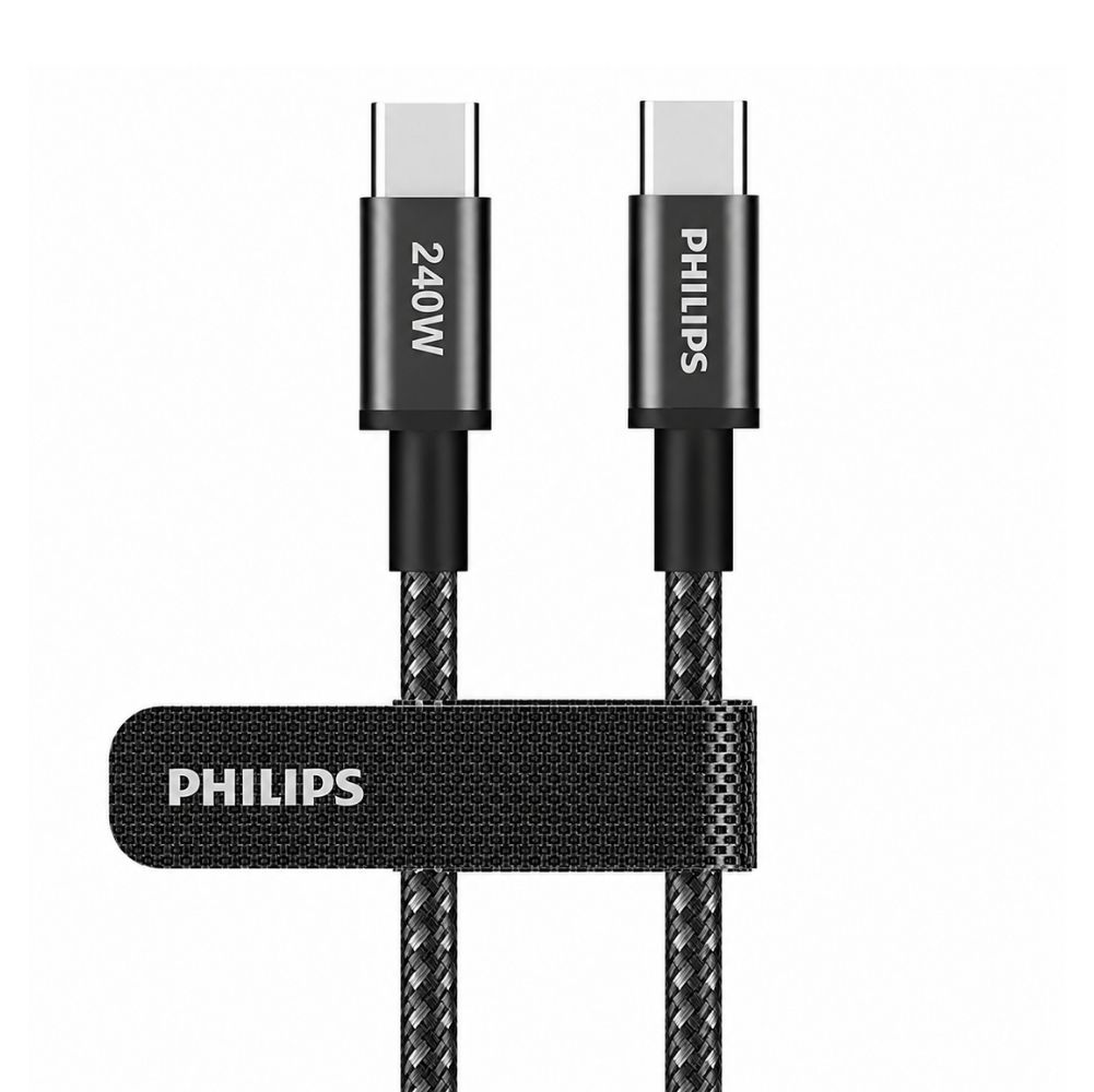 Philips USB-C Type-C 240W Süper Hızlı Şarj Kablosu 1 Metre Dayanıklı Örgülü Carplay Destekli