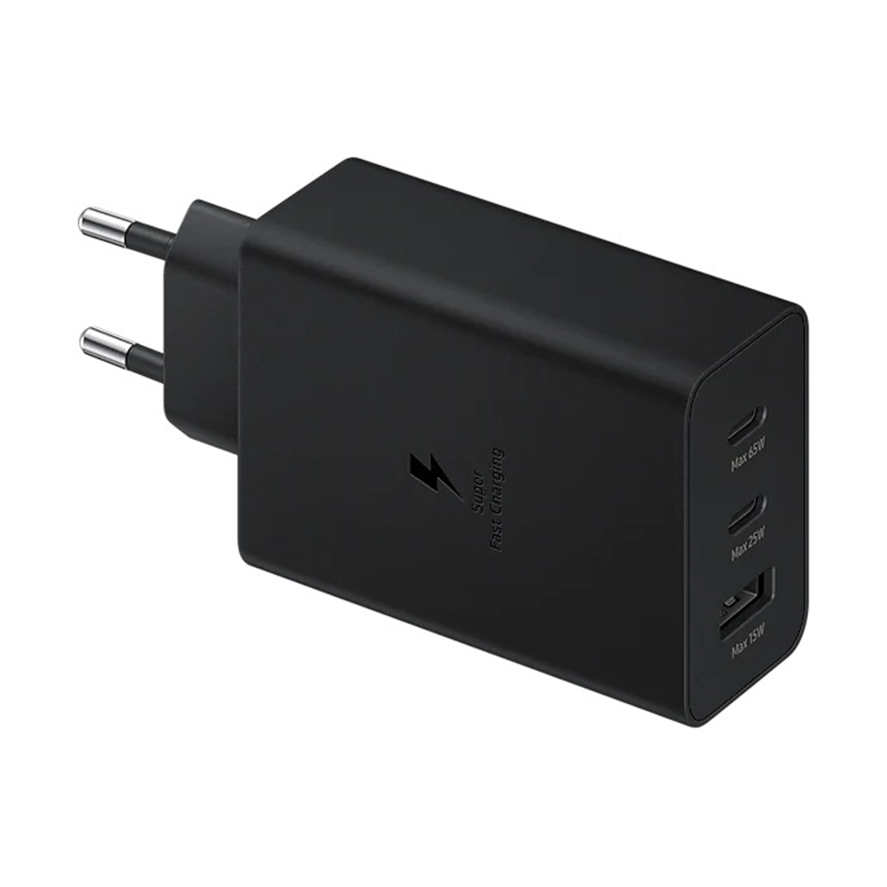 Samsung 3in1 Trio 65W 2xPD+UsbA Ev Tipi Şarj Aleti 3 Çıkışlı EP-T6530NBEGWW Samsung Türkiye Garantili