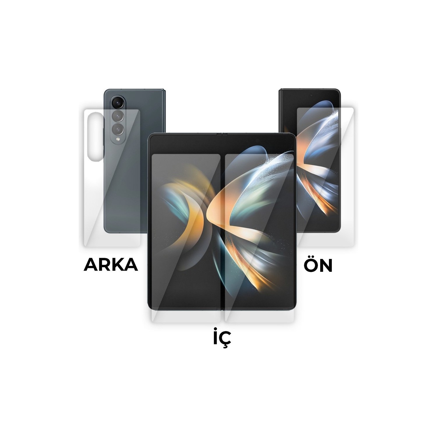Samsung Galaxy Z Fold 4 Ön-İç-Arka Ekran Darbe Emici Kaplama ve Hd Ekran Koruyucu