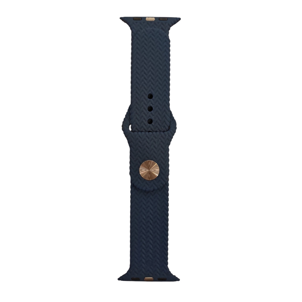 ScHitec 42-49mm Yeni Nesil Apple Uyumlu Hasır Görünümlü Akıllı Saat Kordonu Silikon Lacivert