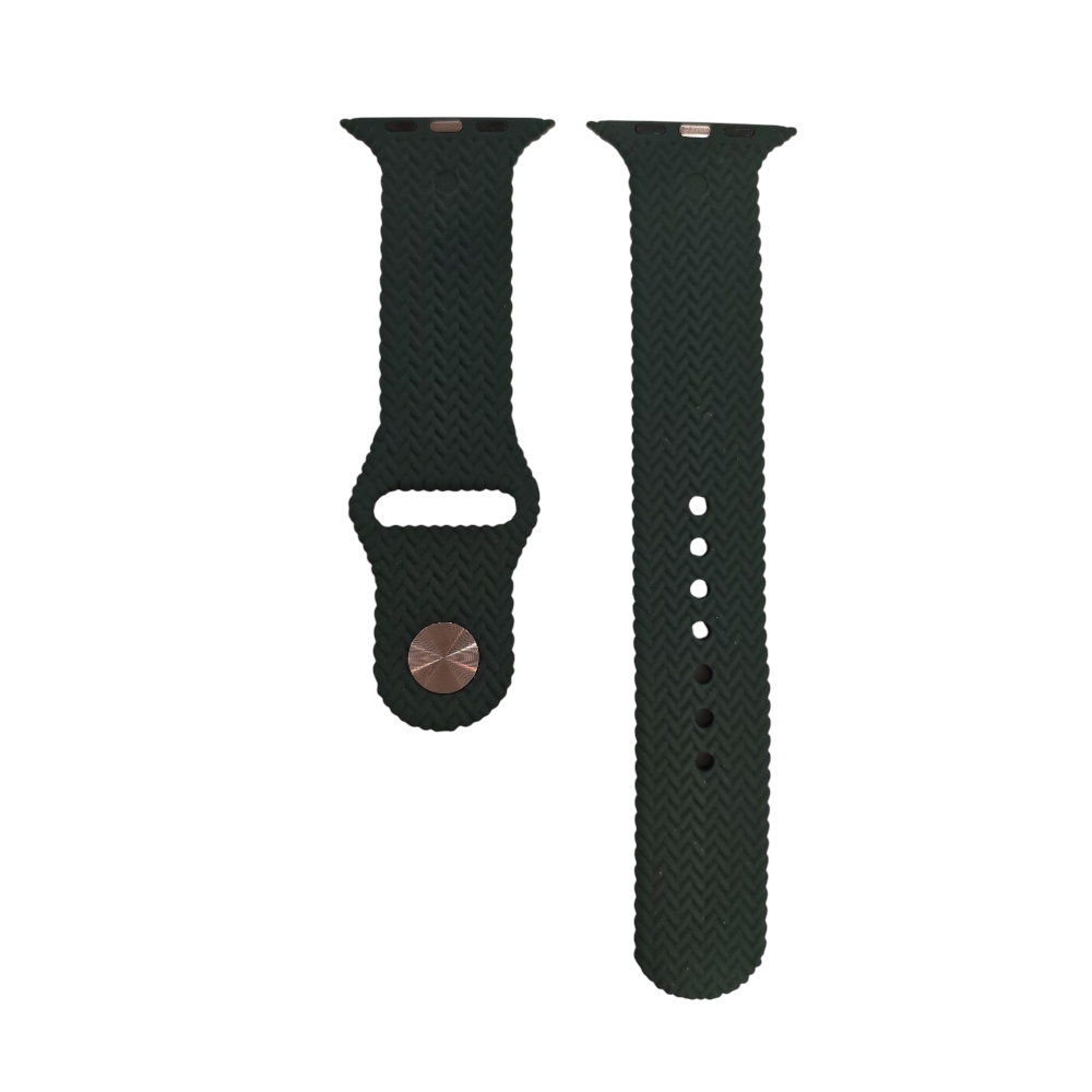 ScHitec 42-49mm Yeni Nesil Apple Uyumlu Hasır Görünümlü Akıllı Saat Kordonu Silikon Yeşil