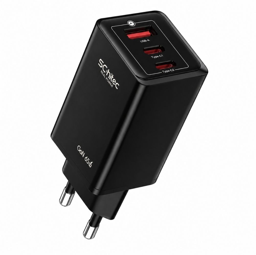 Schitec GaN 65W Ultra Hızlı Şarj Cihazı 3 Çıkışlı UsbA / 2 x Type-C Hızlı Şarj Aleti Başlığı Hi-H05