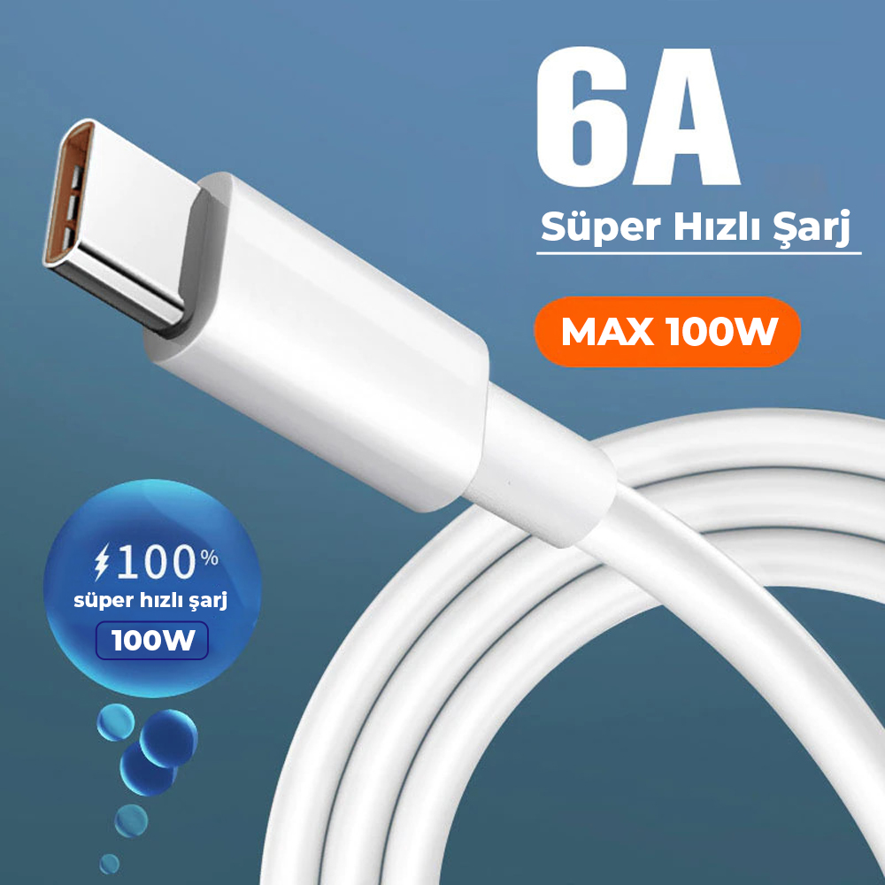 ScHitec 6A 100W Type-C to Type-C 25cm Süper Hızlı Data ve Şarj Kablosu
