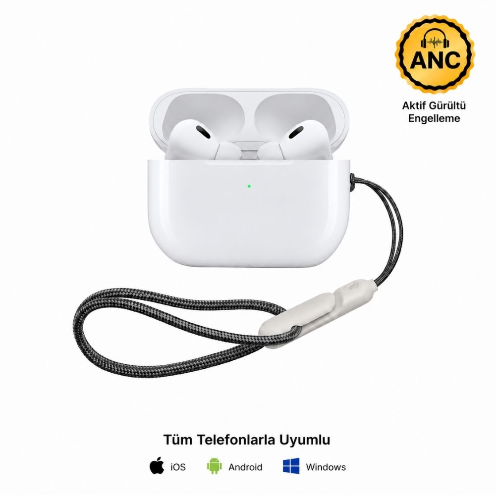 Schitec Air Pro3 ANC Bluetooth İOS Android Uyumlu Aktif Gürültü Engelleme Mikrofonlu Beyaz Kulaklık