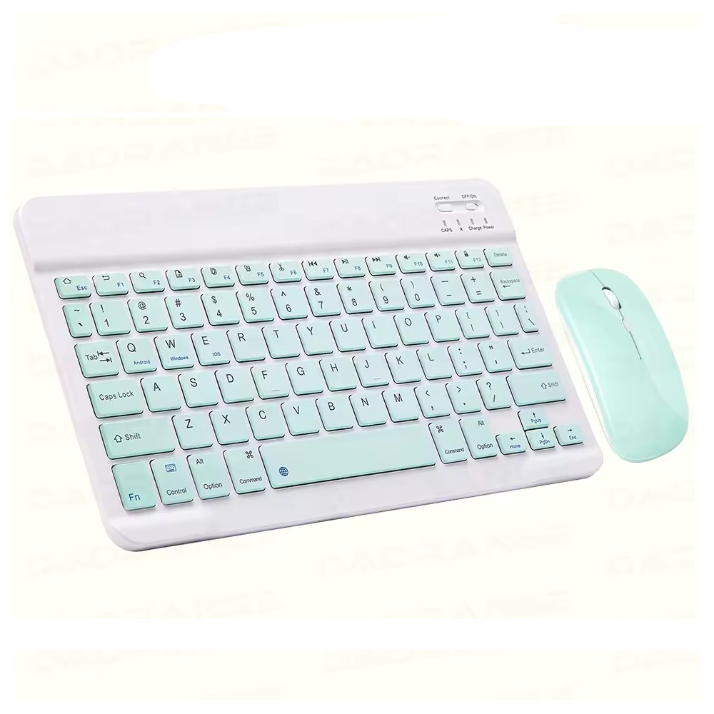 ScHitec Bluetooth Klavye + 2,4 Ghz+Bluetooth Mouse Seti Type-C Şarjlı Açık Yeşil