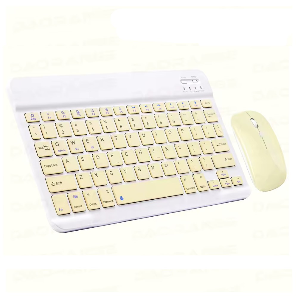 ScHitec Bluetooth Klavye + 2,4 Ghz+Bluetooth Mouse Seti Type-C Şarjlı Sarı