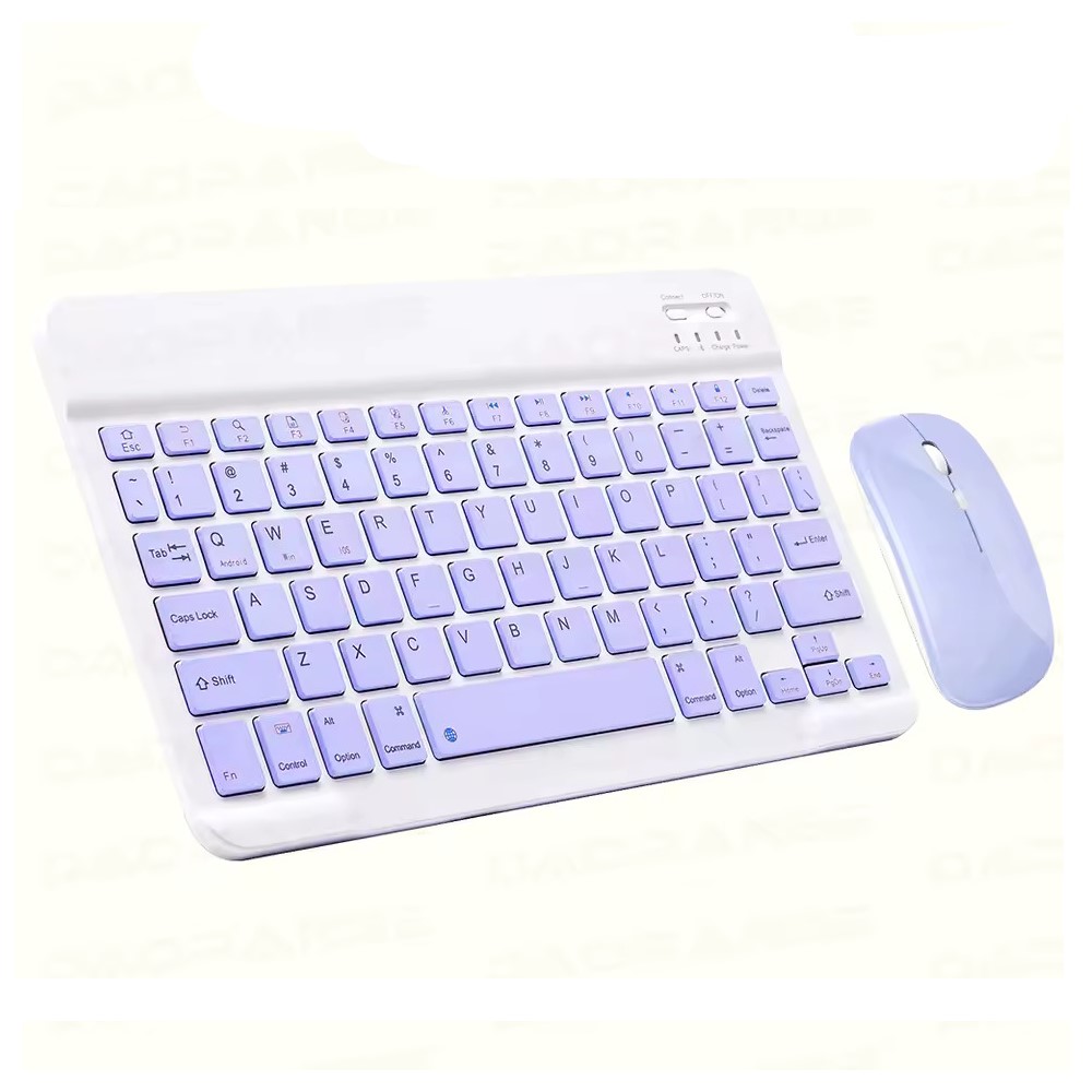 ScHitec Bluetooth Klavye + 2,4 Ghz+Bluetooth Mouse Seti Type-C Şarjlı Mor