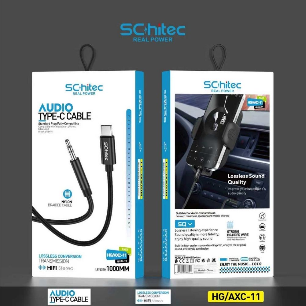 SChitec Type-C to 3.5mm Aux Ses Kablosu 1m Siyah HG/AXC-11