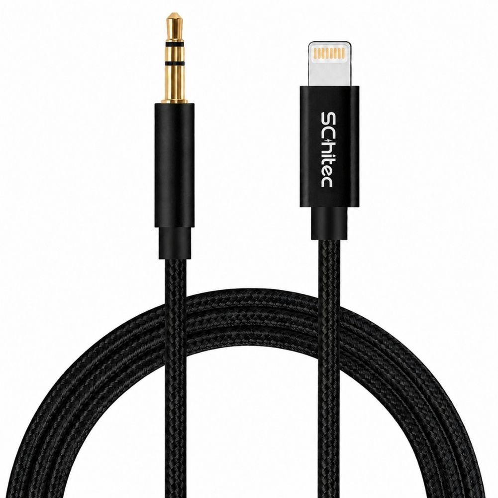 SChitec Lightning to 3.5mm AUX Dönüştürücü Kablo 1Metre Siyah HG/AXC-11
