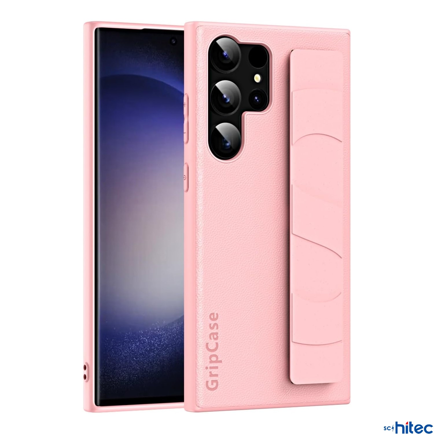 ScHitec Samsung Galaxy S24 Ultra Uyumlu Premium Case Parmak Askılı Telefon Kılıfı Pembe