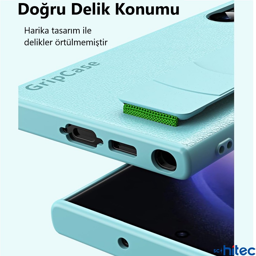ScHitec Samsung Galaxy S24 Ultra Uyumlu Premium Case Parmak Askılı Telefon Kılıfı Pembe