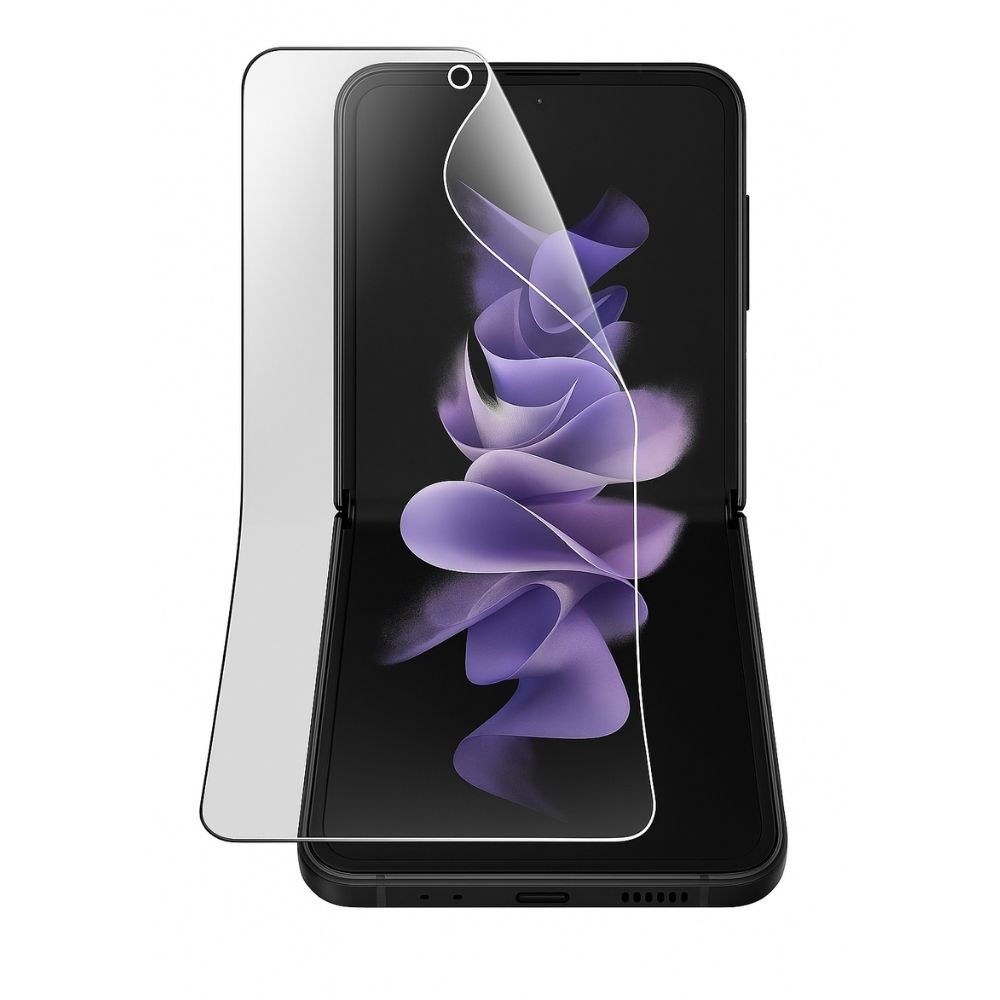 ScHitec Samsung Galaxy Z Flip 1 Darbe Emici Premium Şeffaf Nano Ön Ekran Koruyucu Poliüretan Film