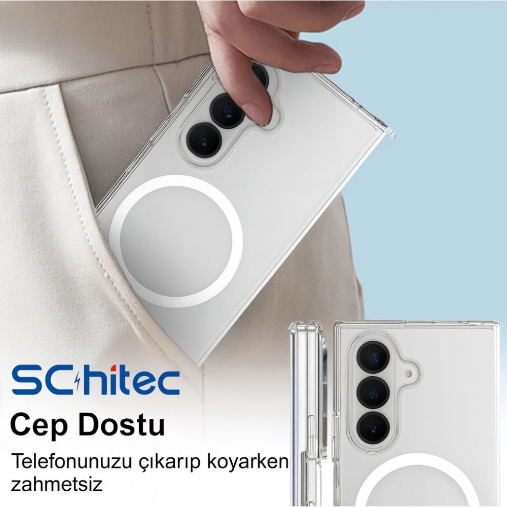 ScHitec Samsung Galaxy Z Fold 6 Magsafe Özellikli Şeffaf Kılıf