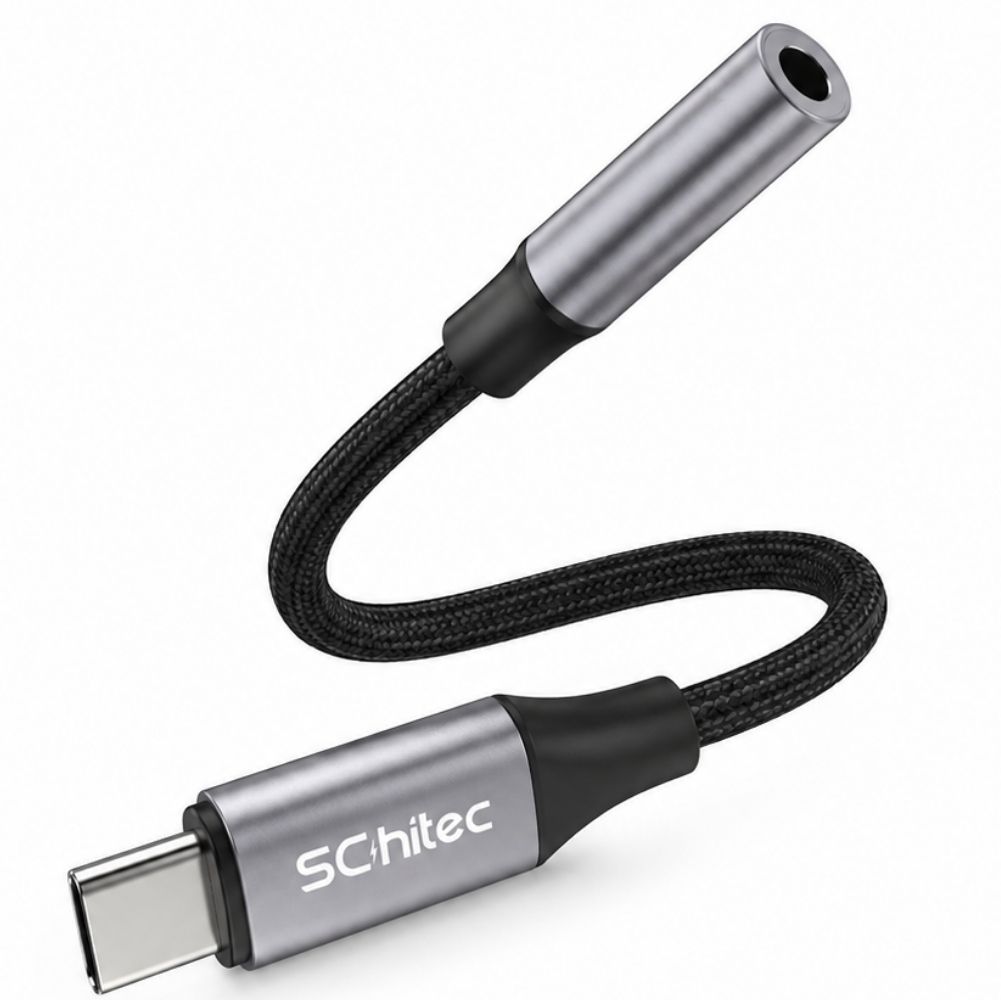 SChitec Type-C to 3.5mm Aux Dönüştürücü Adaptör HiFi Stereo Ses 10cm Siyah HG/AXT-02