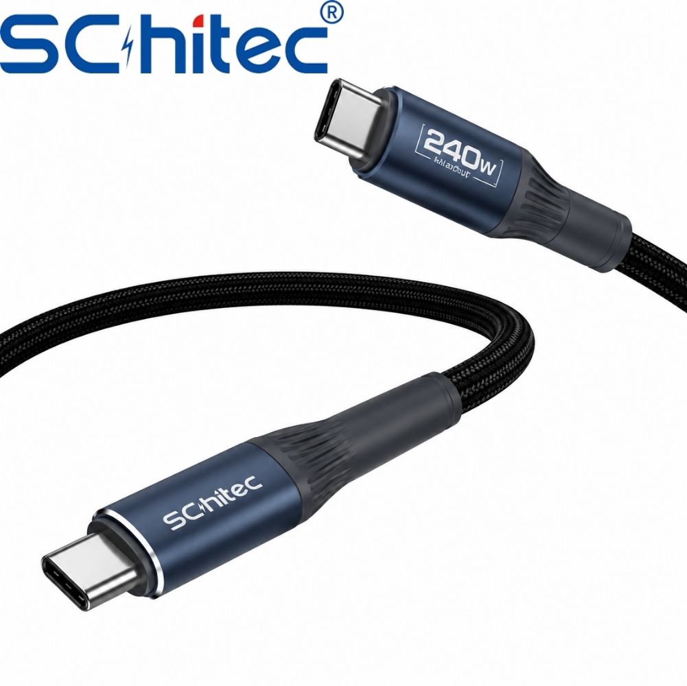 SChitec 240W Type-C to Type-C Süper Hızlı Data ve Şarj Kablosu Siyah 2 Metre HG/C-25