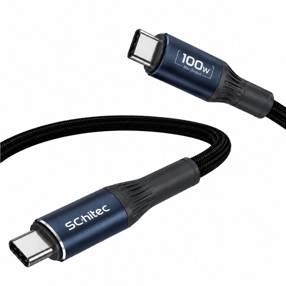 SChitec 100W Type-C to Type-C Süper Hızlı Data ve Şarj Kablosu Siyah 2 Metre HG/C-25
