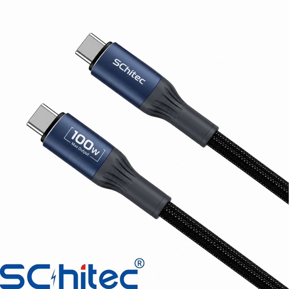 Schitec Type-C to Type-C 100W Süper Hızlı Şarj ve Data Kablosu Naylon Örgülü 1.2 Metre