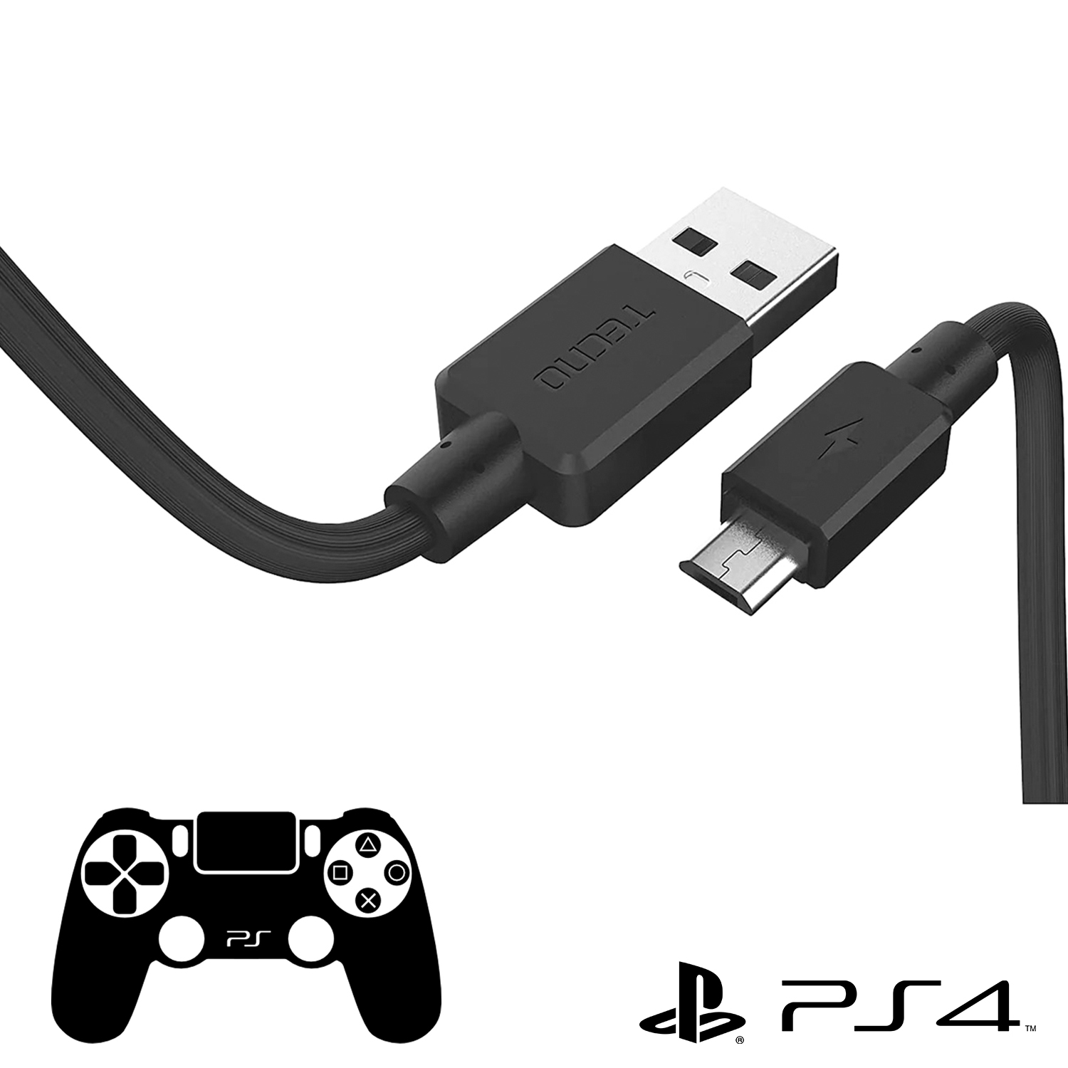 Tecno Playstation 4 Uyumlu Joystick Şarj Kablosu Micro Siyah TCD-M11
