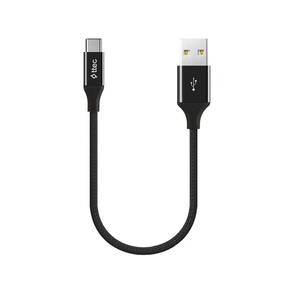 Ttec AlumiCable Extra Strong UsbA to Type-C Hızlı Data ve Fast Şarj Kablosu 30cm Siyah 2DK26S 