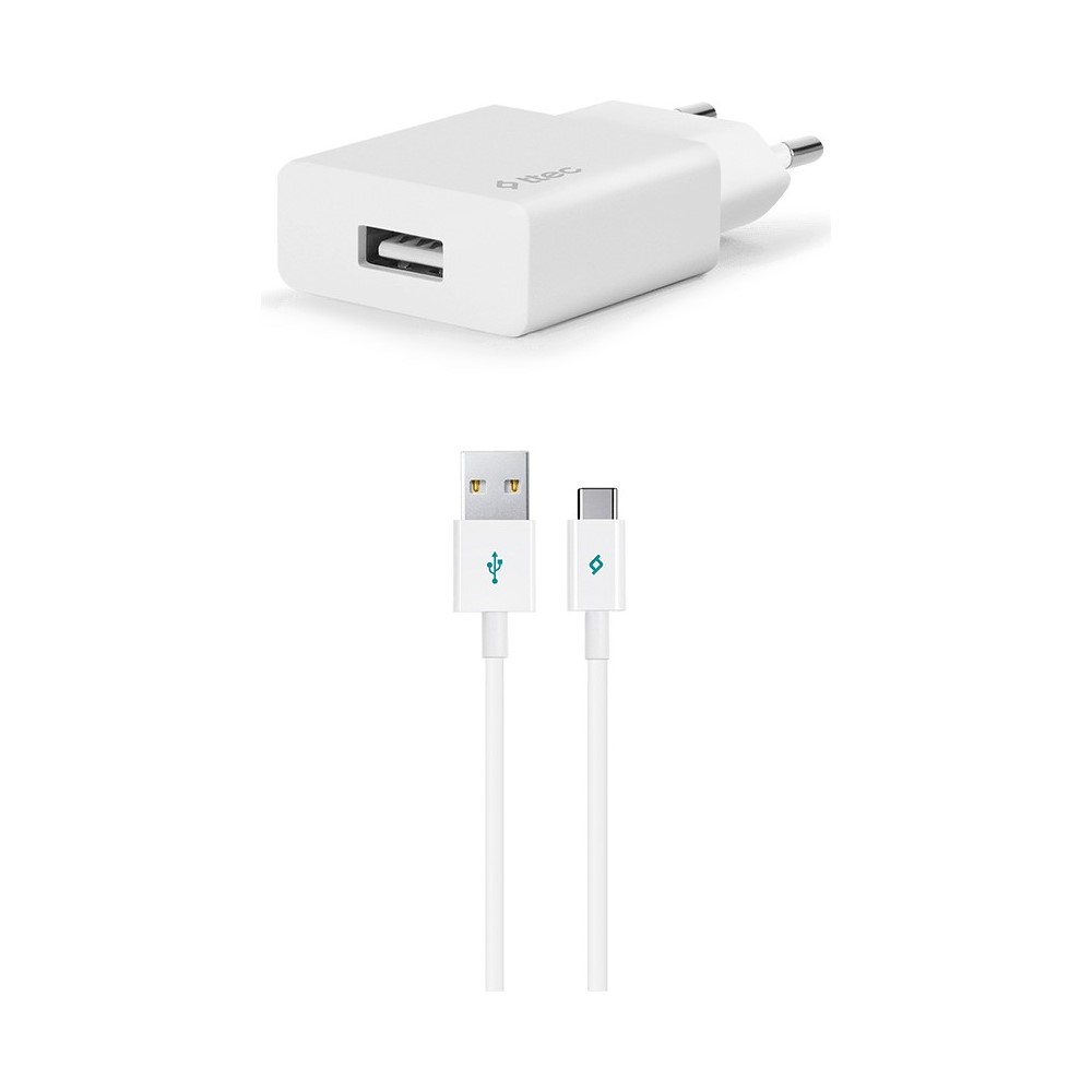 Ttec Smart Fast Charger 2.1A UsbA to Type-C Kablolu Seyahat Şarj Aleti Set Beyaz