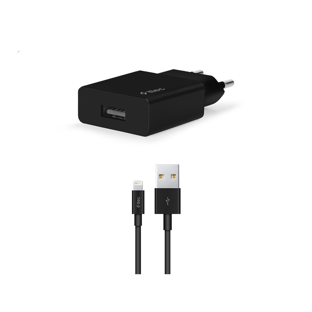 Ttec Smart Fast Charger 2.1A Apple Uyumlu Seyahat Şarj Aleti + UsbA to Lightning Kablolu Siyah