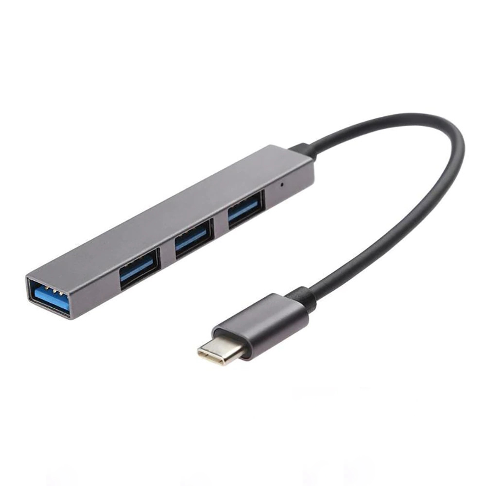 Type-C to USB Hub 4 Port USB Çoklayıcı Adaptör MacBook Laptop Telefon Uyumlu Kart Okuyucu Açık Gri