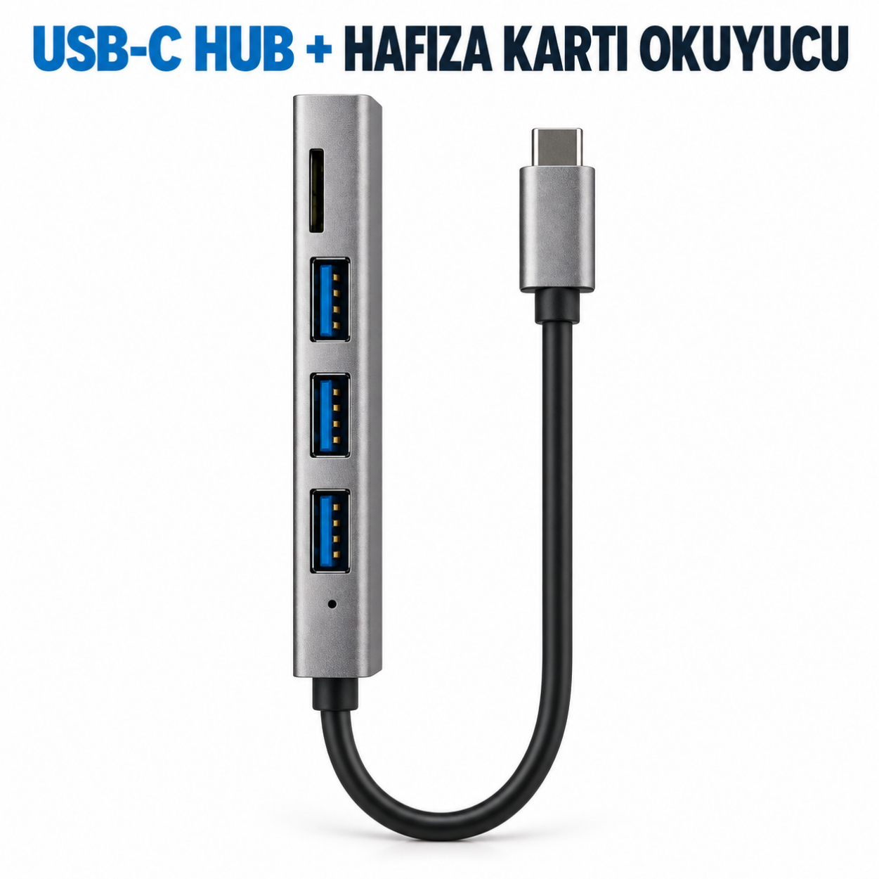 Type-C to USB Hub 4 Port USB Çoklayıcı Adaptör MacBook Laptop Telefon Uyumlu Kart Okuyucu