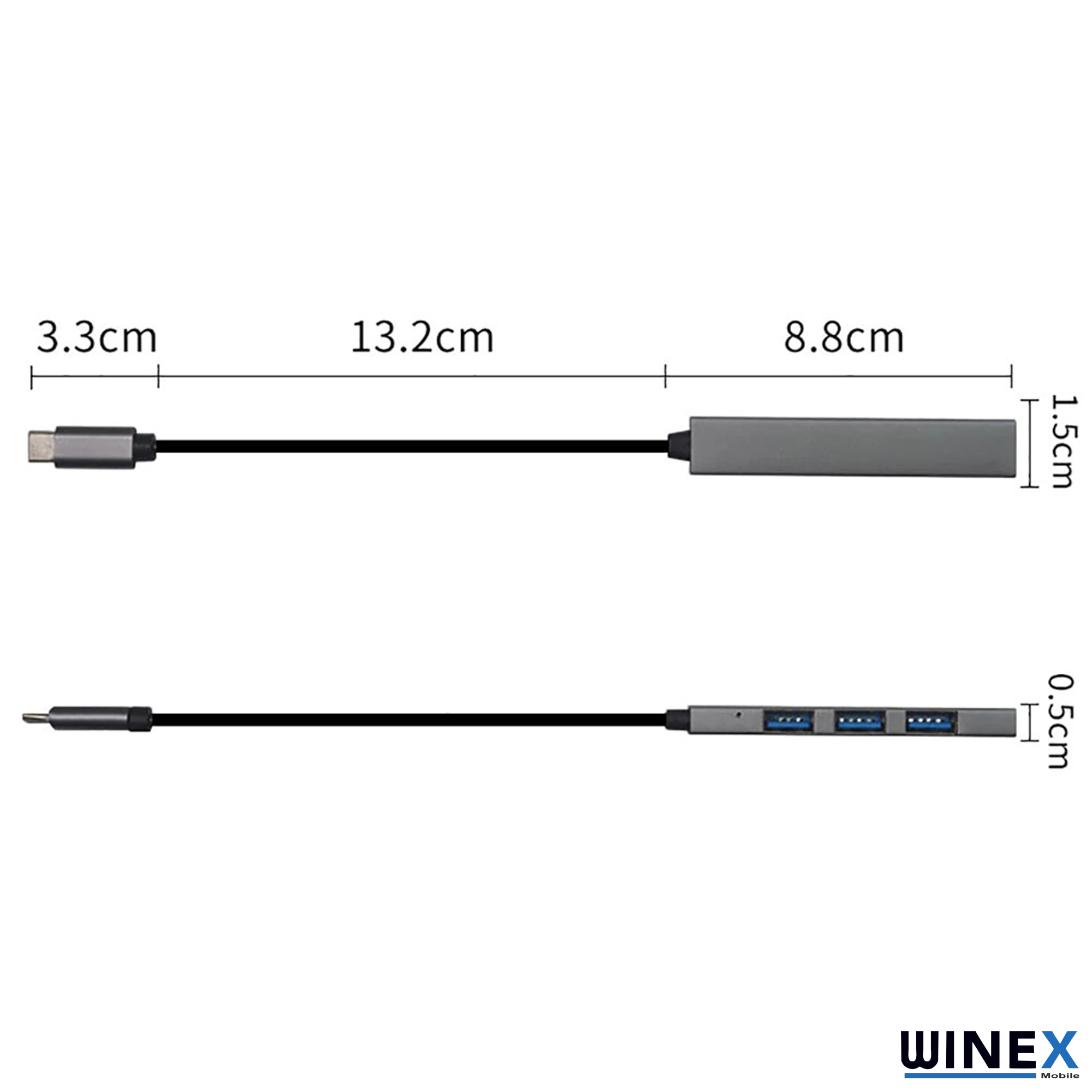Winex 4in1 Macbook, Phone, Android Type-C to 4xUsbA Çoğaltıcı Adaptör Port Hub T818A