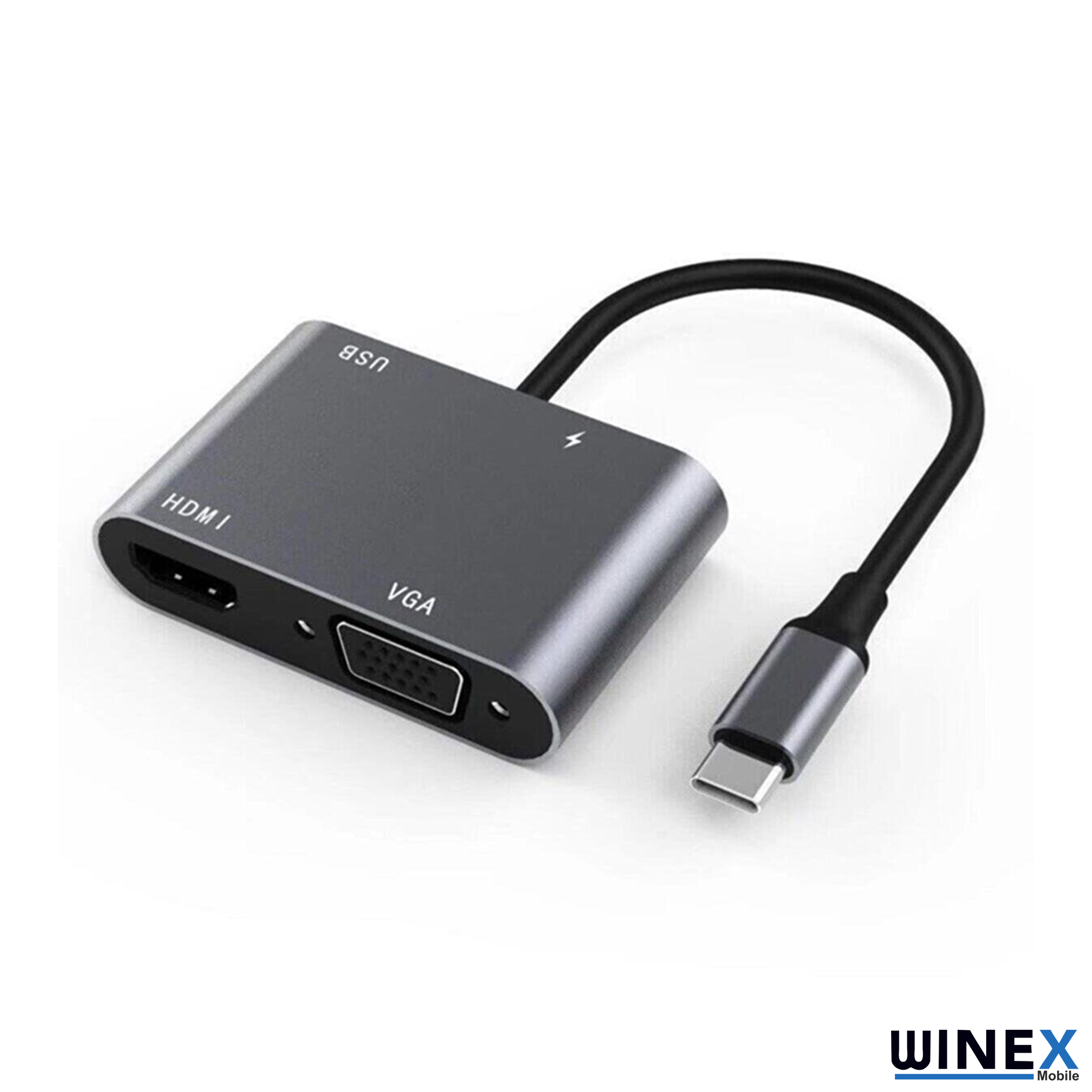 Winex 4in1 Type-C to HUB PD 100W+HDTV+VGA+UsbA Dönüştürücü Adaptör 4in1A