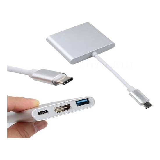 Winex 3in1 Type-C To HDMI Hub Port Adaptör 100W PD USB 3.0 4K HDMI Çıkışlı