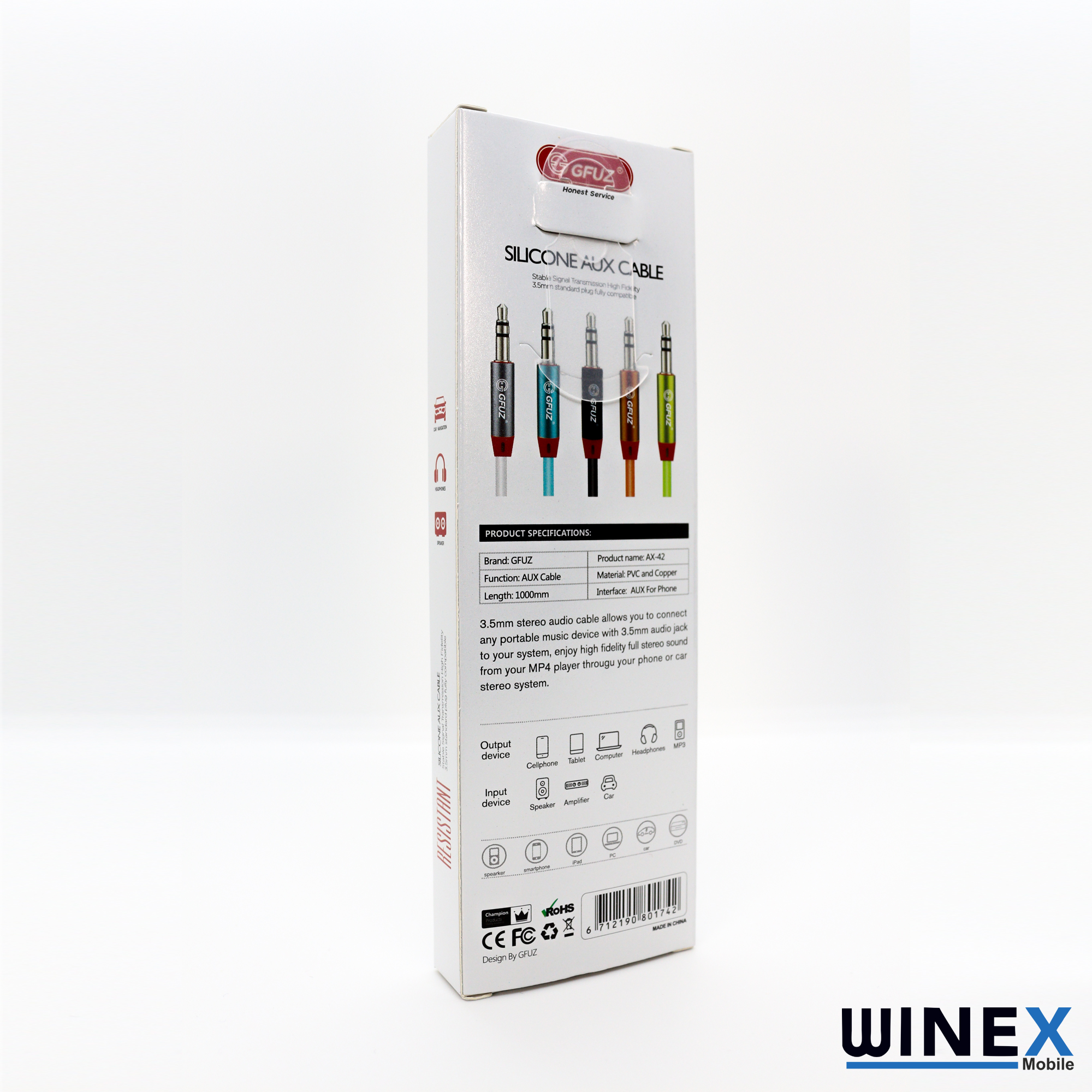 Winex AX42 Gfz 3.5mm Aux to Aux Kablo 1m Beyaz