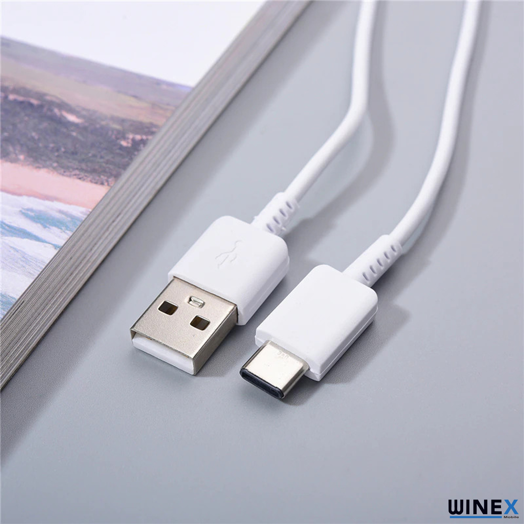 Winex DG970BBE UsbA to Type-C Data ve Şarj Kablosu Beyaz