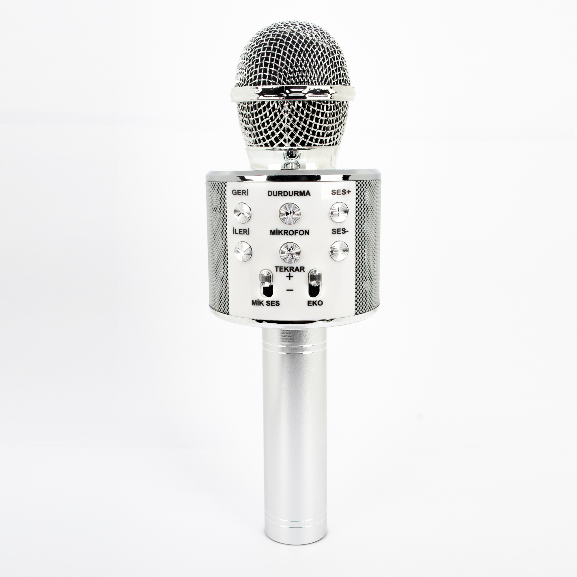 Winex Bluetooth Karaoke Mikrofonu UsbA+TF Sd Kart+3.5mm Aux Girişli Gümüş 