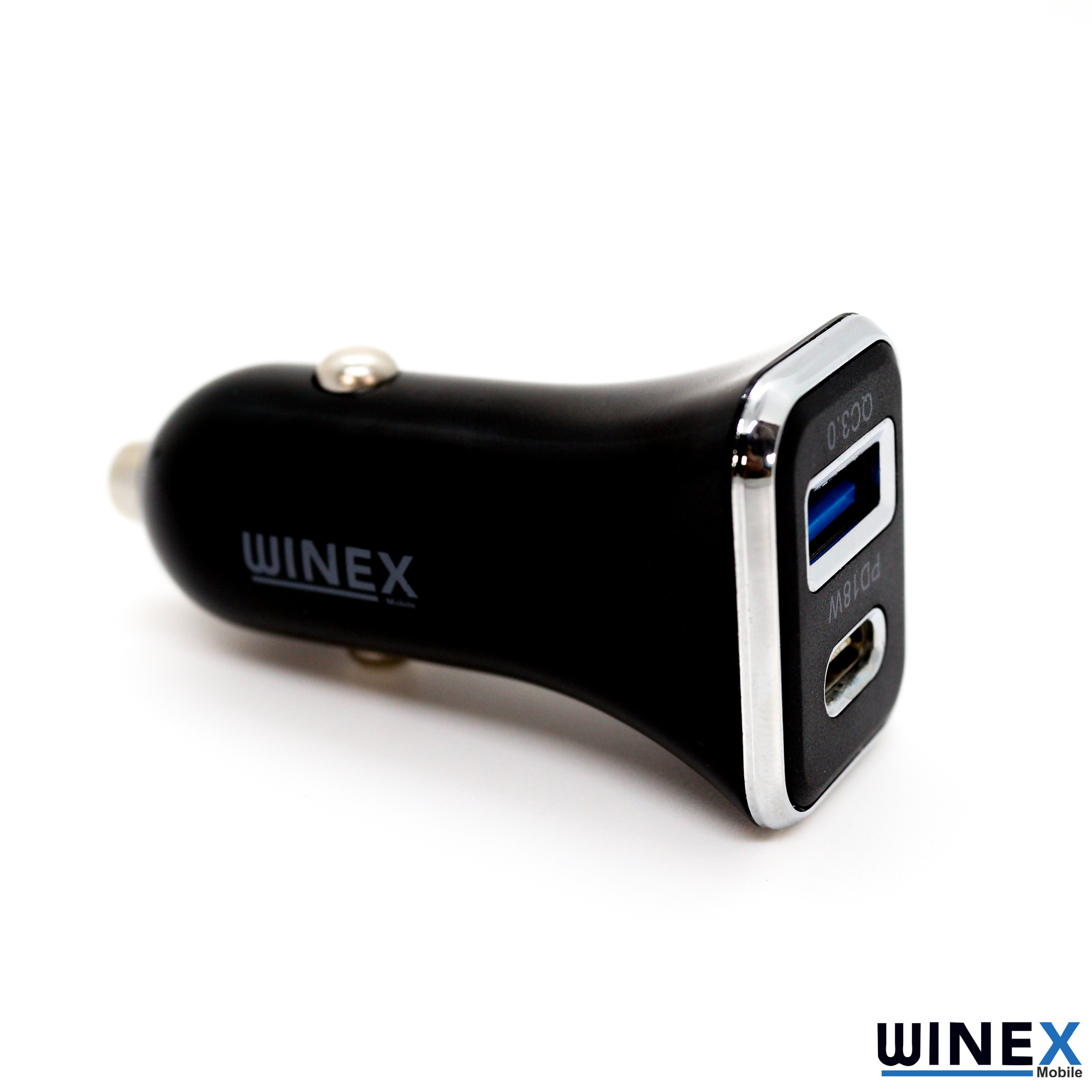 Winex UsbA PD18W Çift Çıkışlı 36W Araç Şarj Aleti Siyah W002