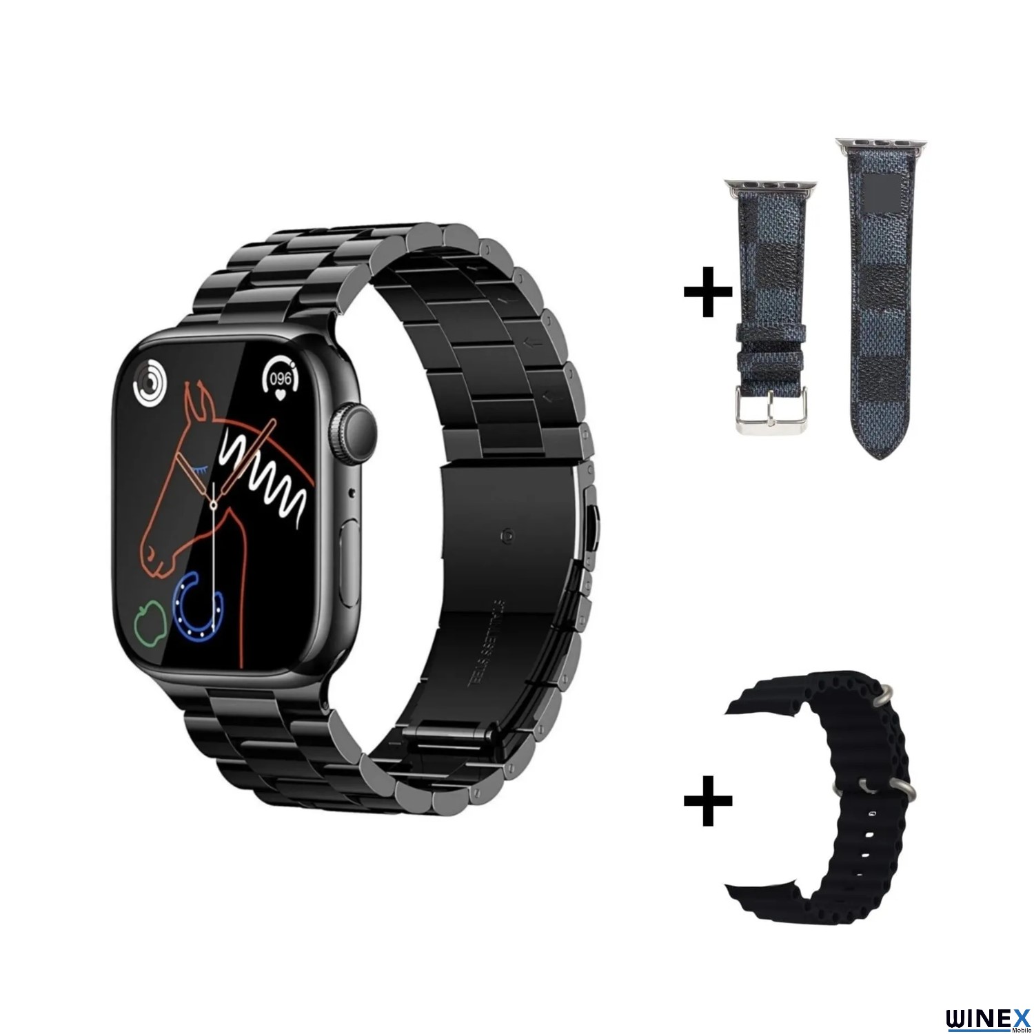 Winex Watch 8 WS92 Max Amoled Ekran Android İos HarmonyOs Uyumlu Akıllı Saat Siyah